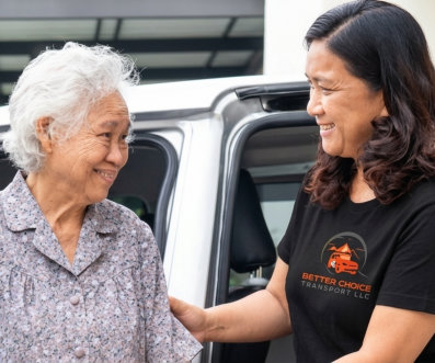 woman helping elderly